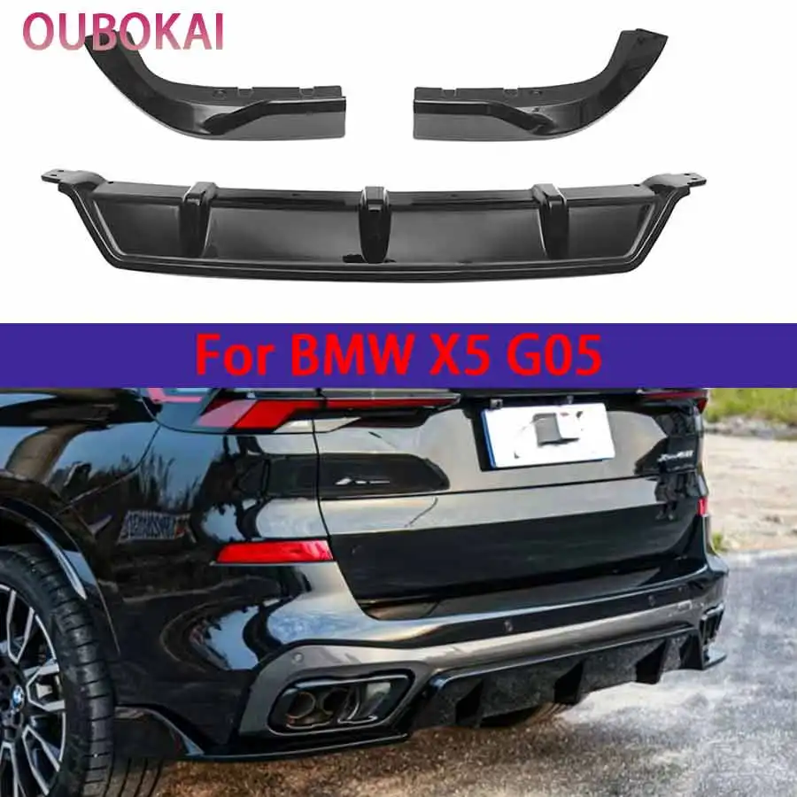 For BMW X5 G05 2018-2025 Bright Black Rear Bumper Diffuser Spoiler Rear Splitters Spoiler Back lip Diverter black Diffuser