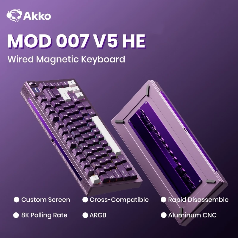 

Akko MOD007 V5 HE Magnetic Switch Keyboard with Display Screen 75% Rapid Trigger 0.005mm 8K ARGB Gaming Mechanical Keyboard CNC