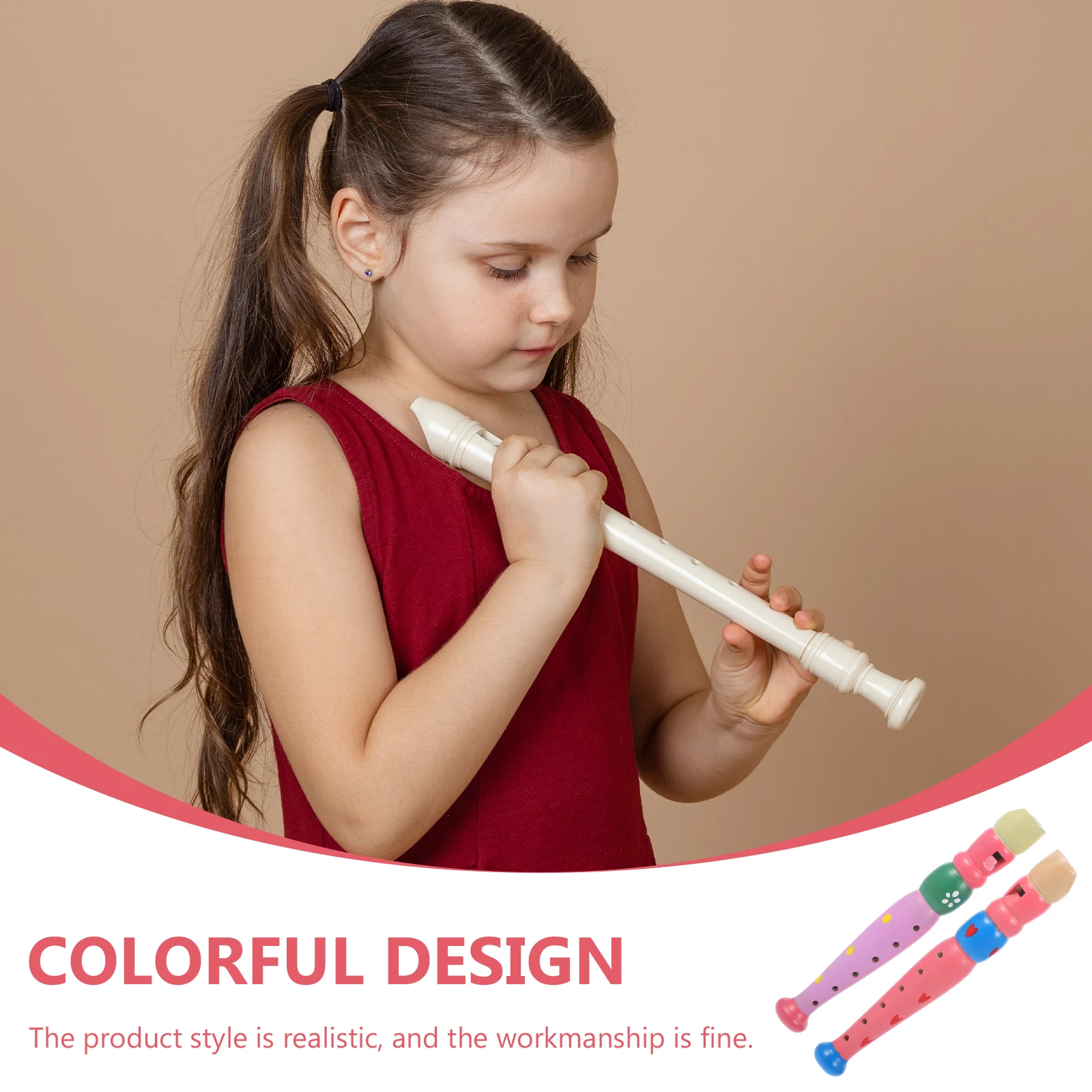 

2pcs Wooden Recorder Kids Musical Instrument Baby Children Plaything Educational Training Gift Birthday Christmas Colorful