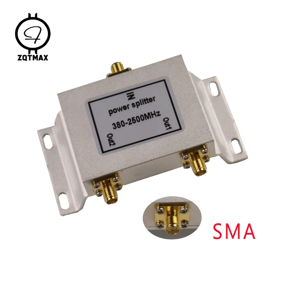 ZQTMAX 2 Way SMA Power Splitter 380mhz~2500MHz for GSM UMTS WCDMA CDMA 2G 3G 4G lte Signal Booster Repeater