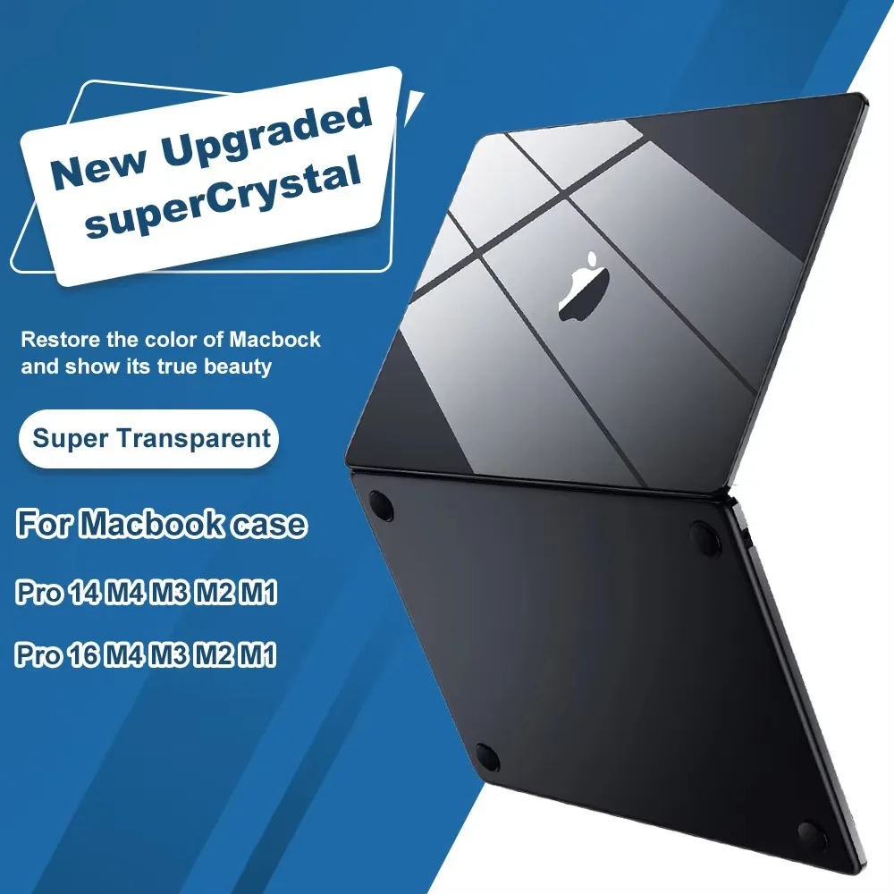 

Super Crystal Laptop Case for MacBook Pro 14 M4 2024 Pro 16 Case for Macbook Air 13 15 inch M4 2025 Ultra Thin Hard Shell Cover