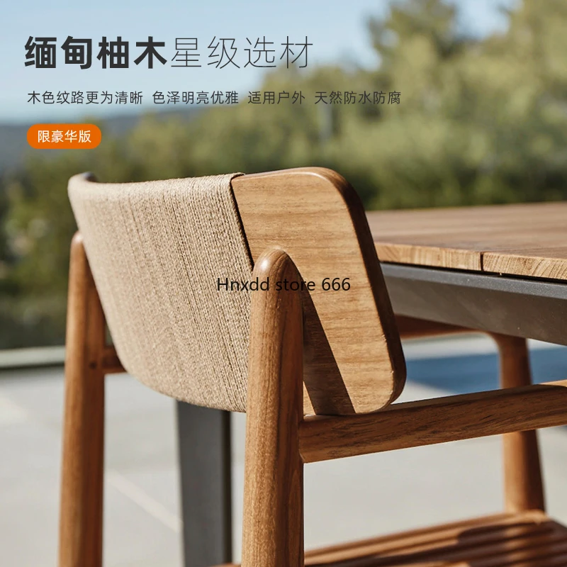 High-end outdoor tables and chairs villa courtyard preservative wood long table