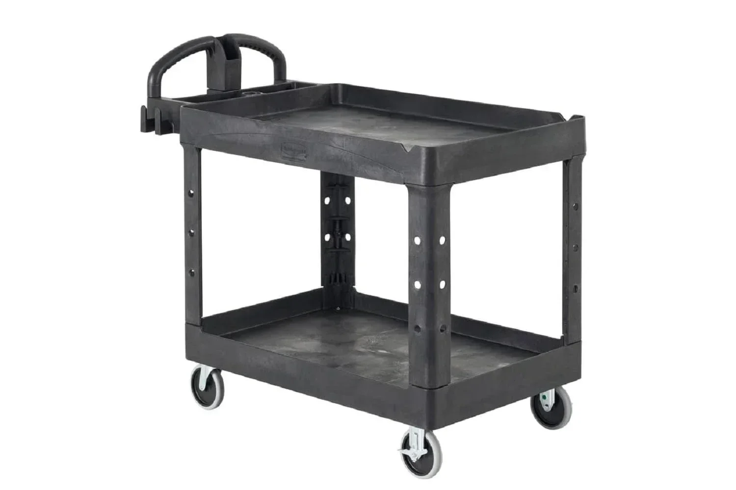 Products 2-Shelf Utility/Service Cart, Medium, Black, Lipped Shelves, Ergonomic Handle, 500 Lbs Capacity,forfor Warehouse/Garage