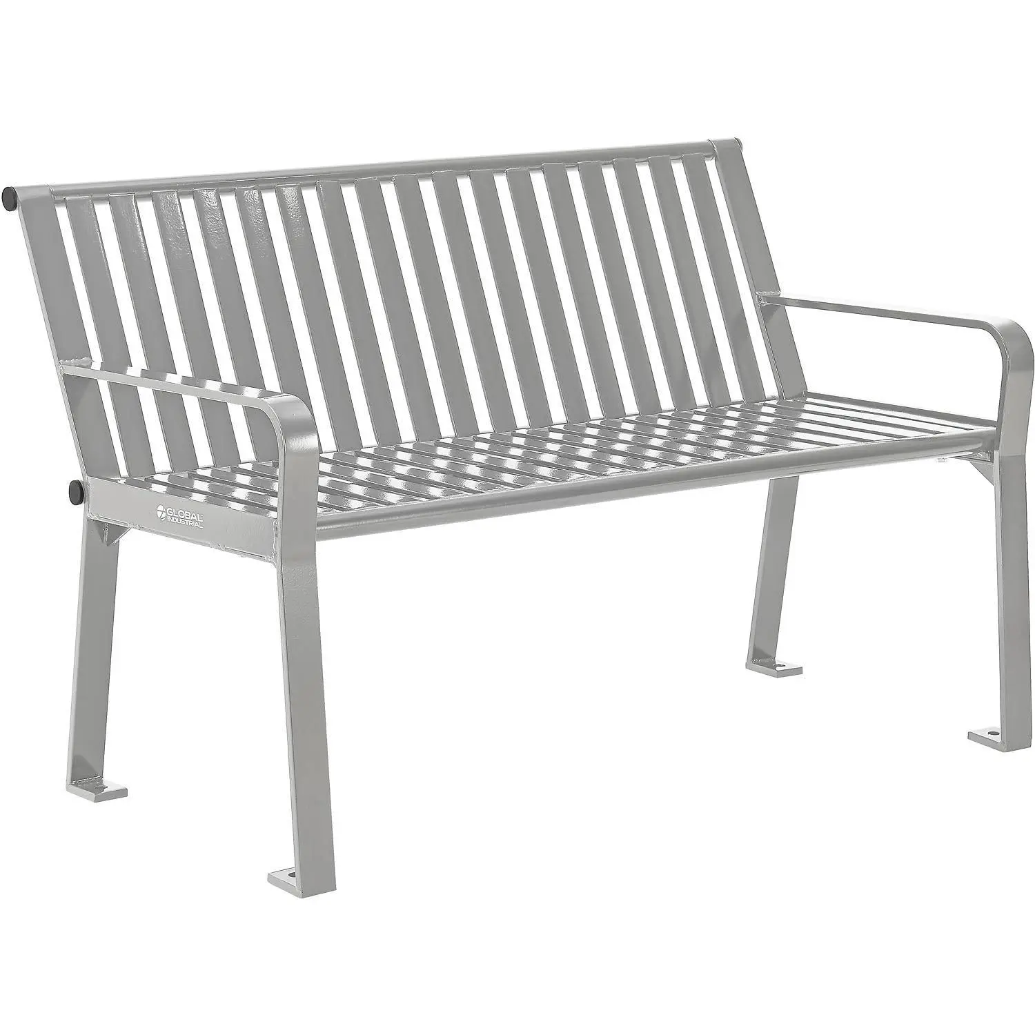 4 ft Outdoor Park Bench with Back Vertical Steel Slats, Customized