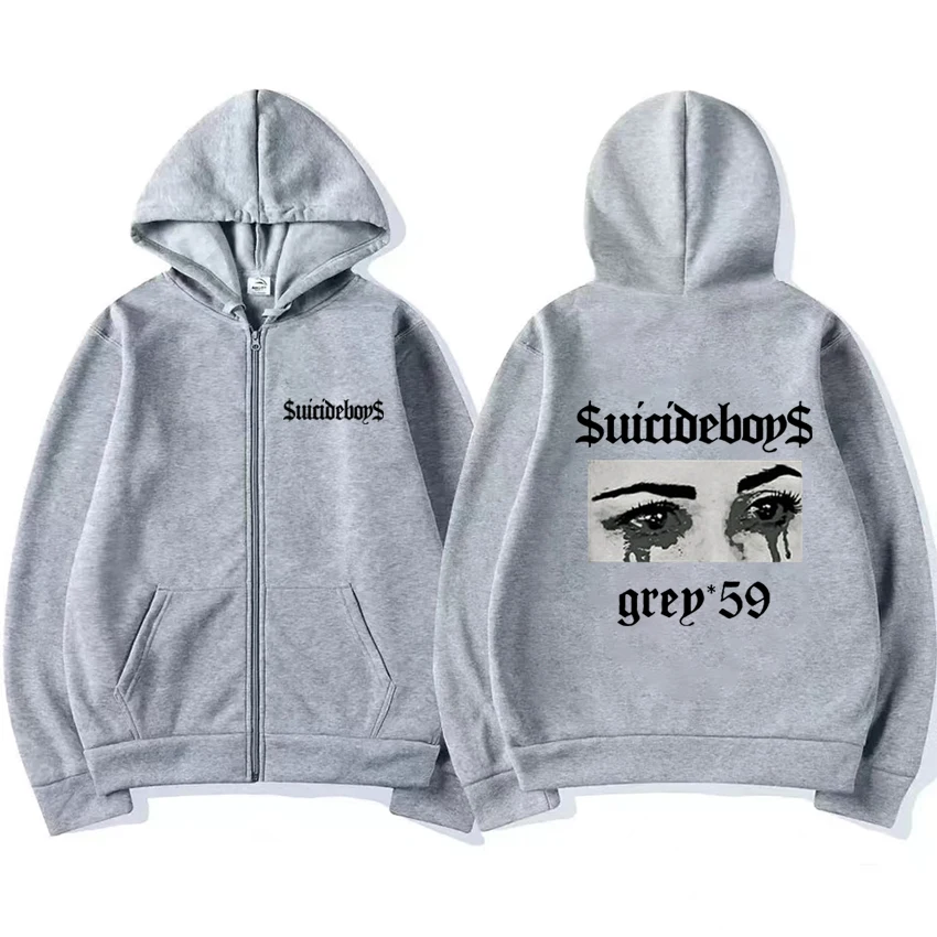 Suicideboys-Casaco vintage de lã masculino e feminino, G59, álbum Hip Hop, capuz com zíper, streetwear casual, casaco unissexo, outono, inverno