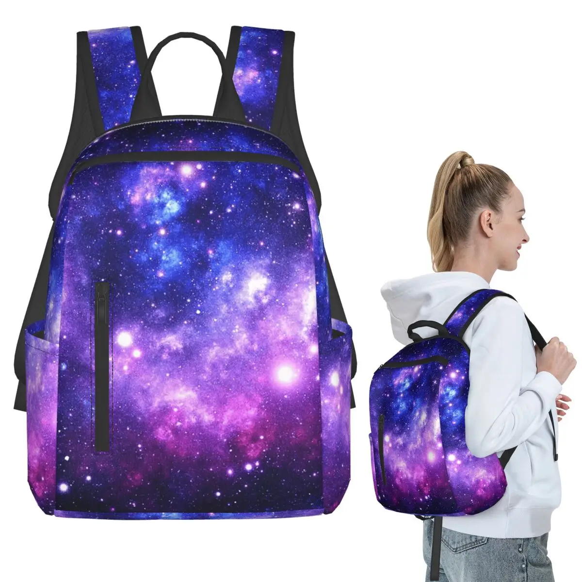

Purple Blue Galaxy Nebula Backpack Student BookBag Children School Bag Computer Shoulder Bags Boys Girls