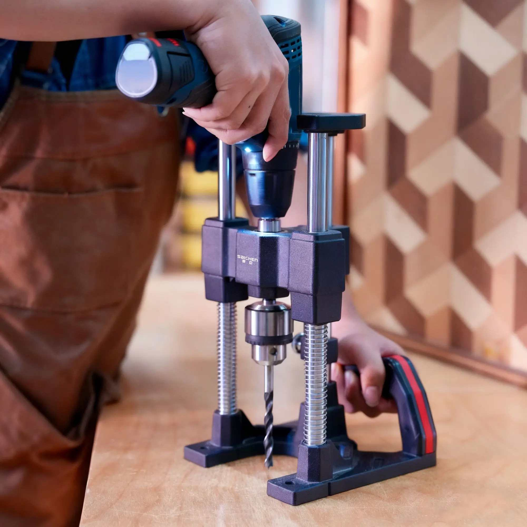 AOLIVIYA Multifunctional Electric Drill Vertical Drilling Guide Scale For Woodworking Aluminum Profile Boring Specialty Tools