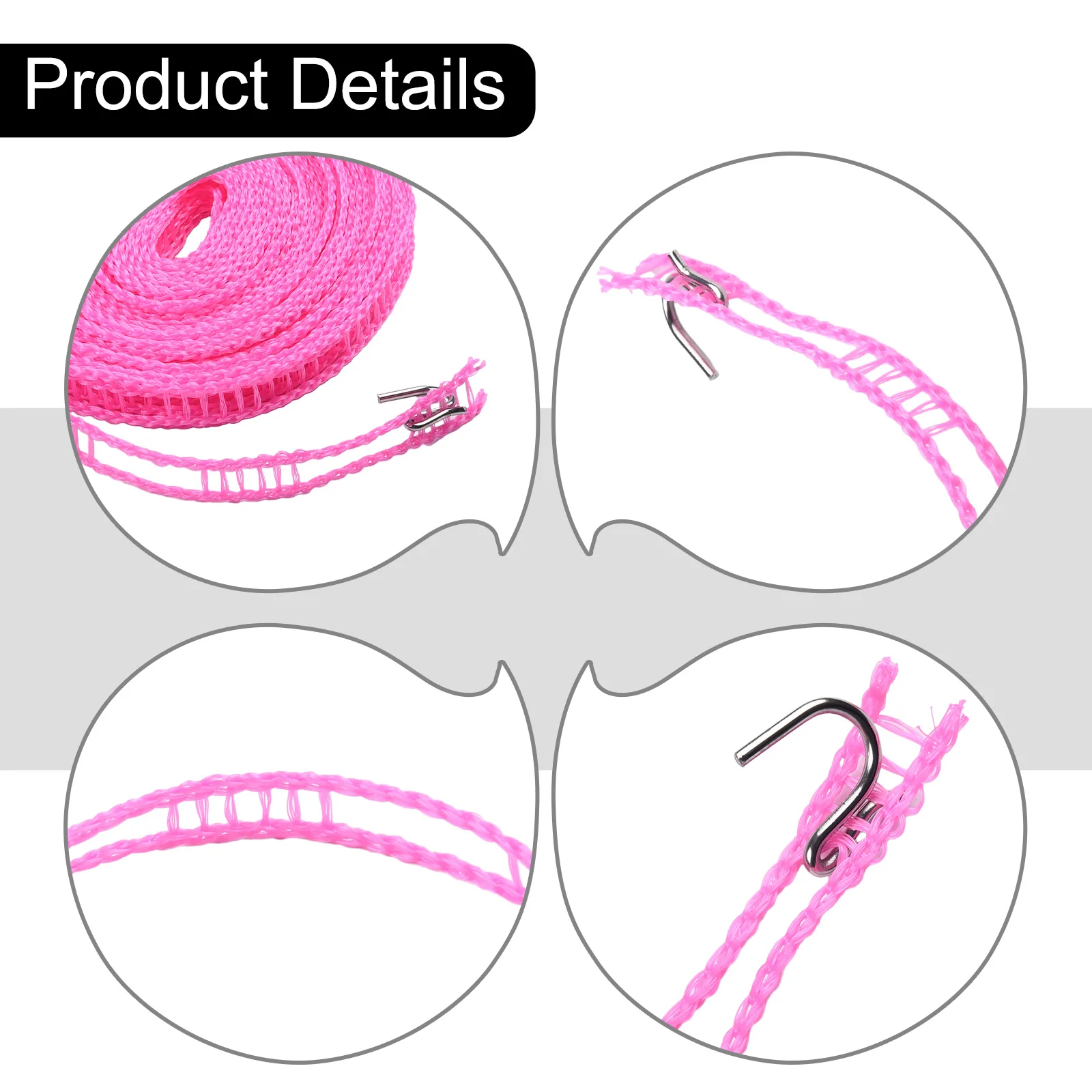 Non-Slip Handle Clothesline 8m Compact Easy To Store Fence-type Nylon Windproof For Travel Windproof Clothesline