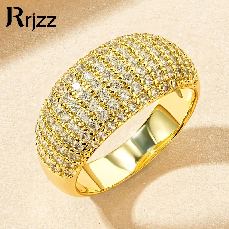 

Rrjzz 14K Gold-Plated Vintage Party Rings Round Cut CZ Simulated Diamond Exquisite Ring for Women Men Anniversary Jewelry Gifts