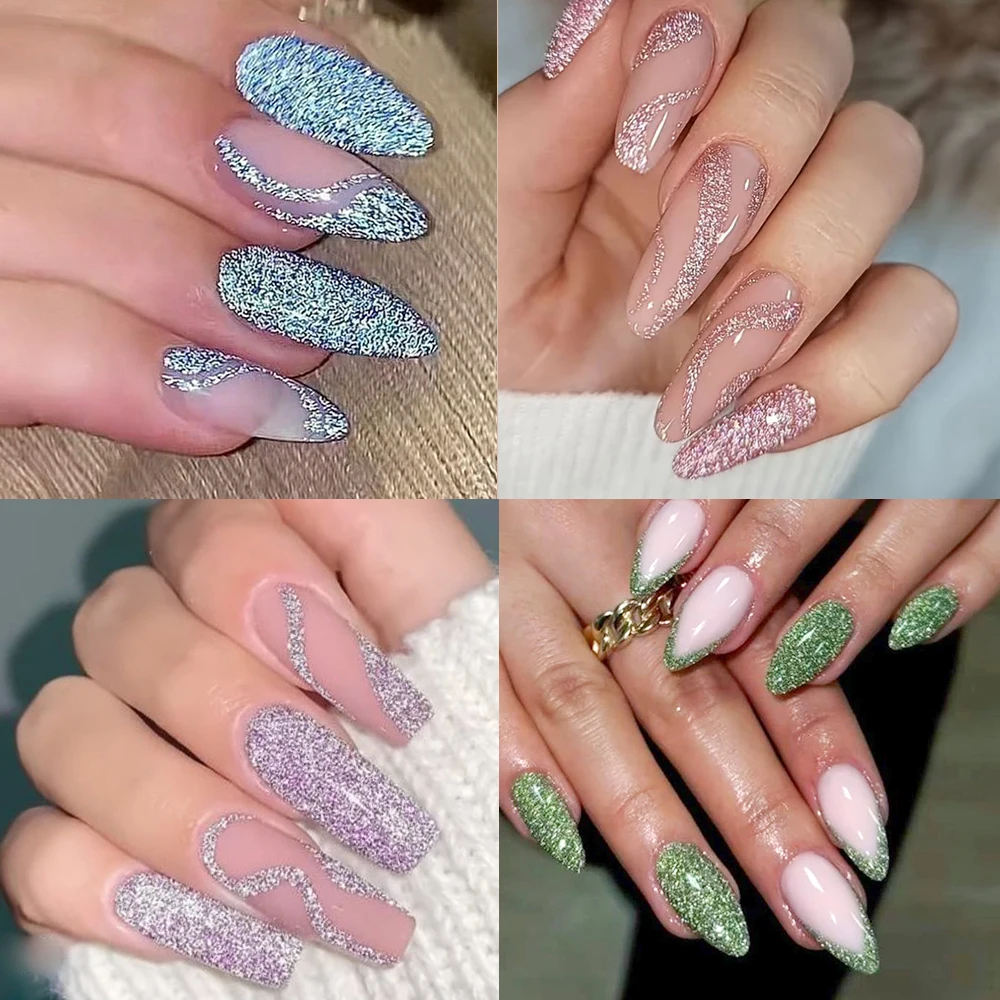 1 กล่อง Sparkly Shiny Nail Art Broken Glitter Powder - Bling ฝุ่น Holographic Flash Effect Chrome Pigment สําหรับประกายเล็บ