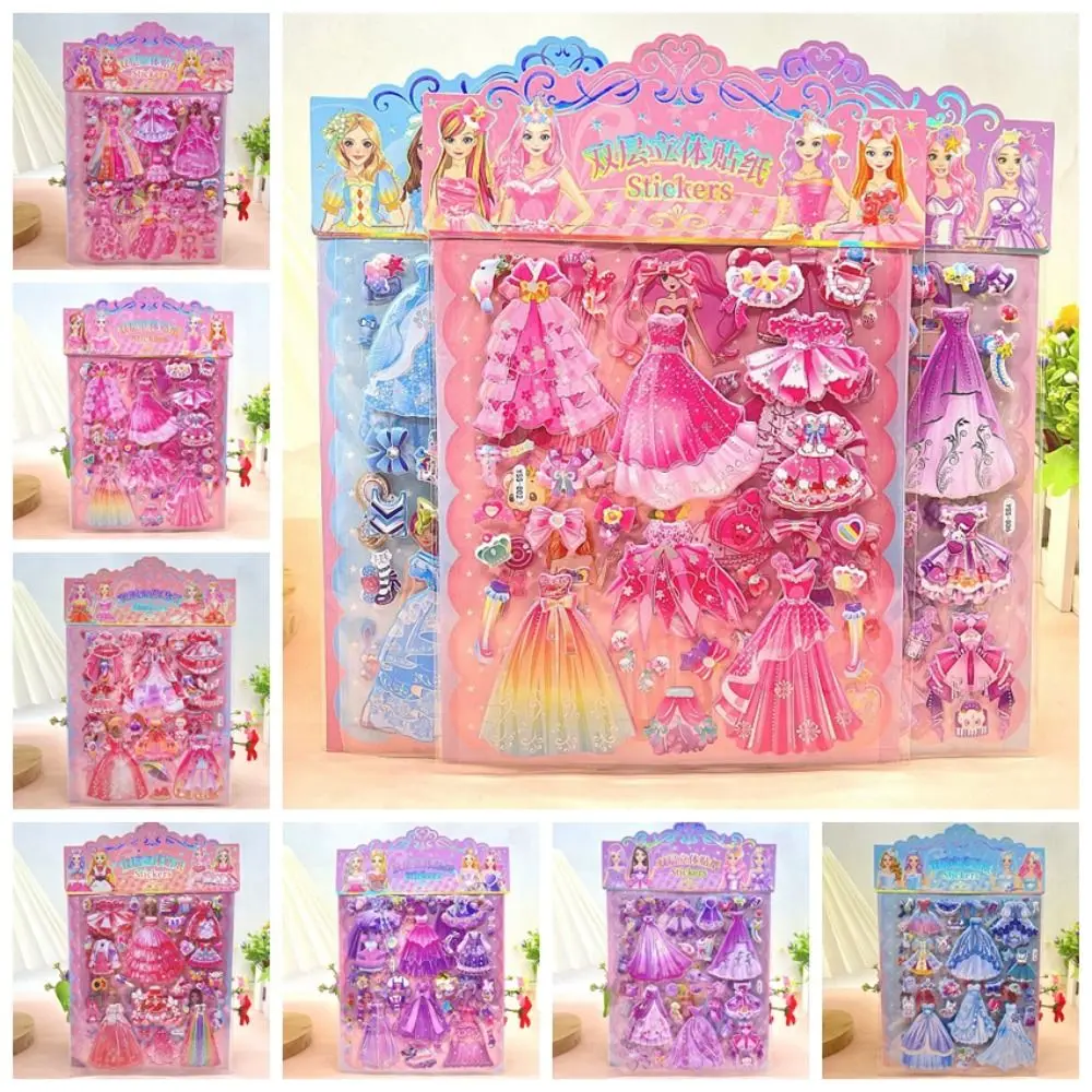 2 Sheets/Bag Kawaii Princess Dress Up Sticker Decorative Cartoon Foam Bubble Stickers Cute DIY 3D Puffy Stickers Kids Toy