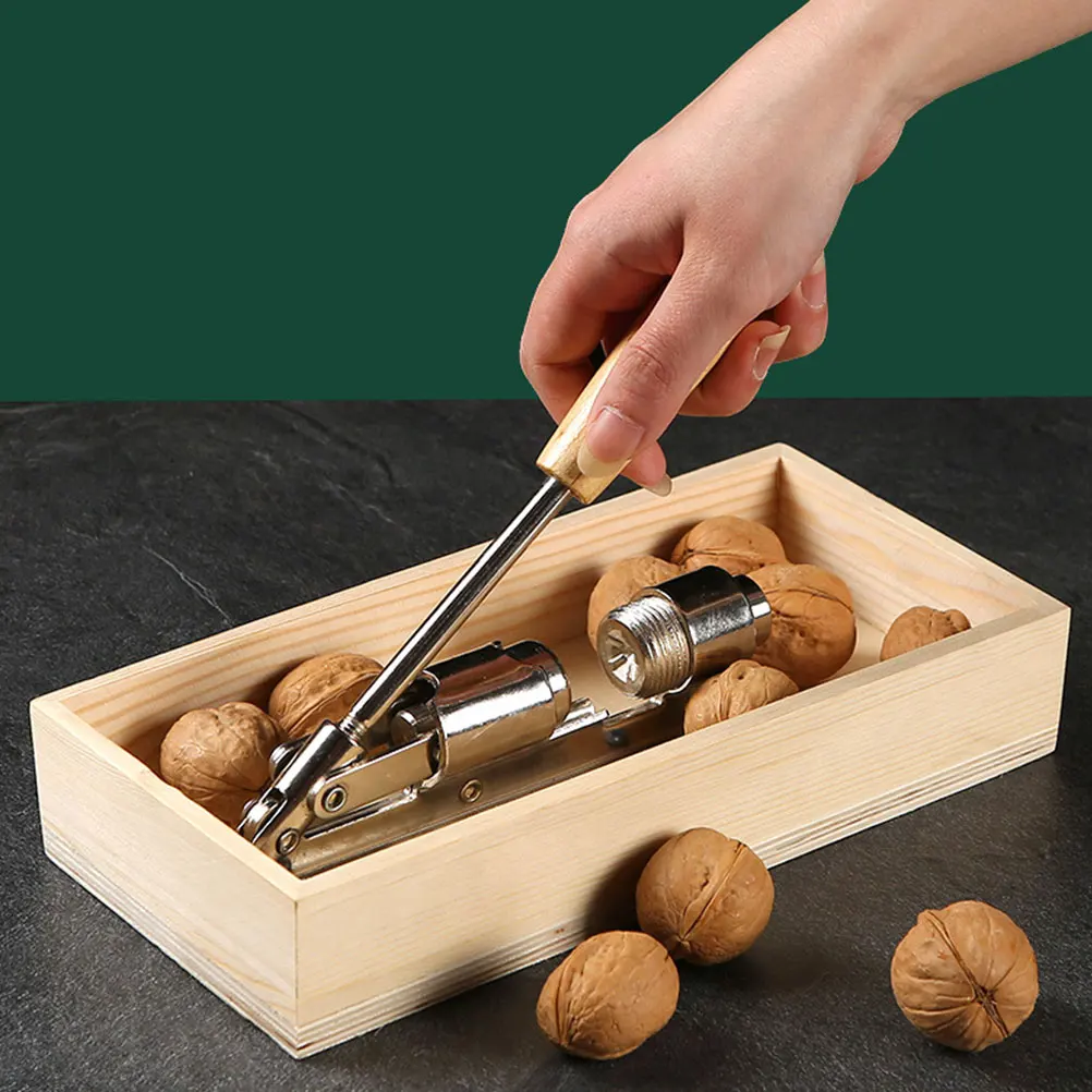 

Nut Opener Walnut Clip Heavy Duty Stainless Steel Wood Thickened Baffle 4 5CM Kitchen Tool Macadamia Peeling Sheller Storage Box