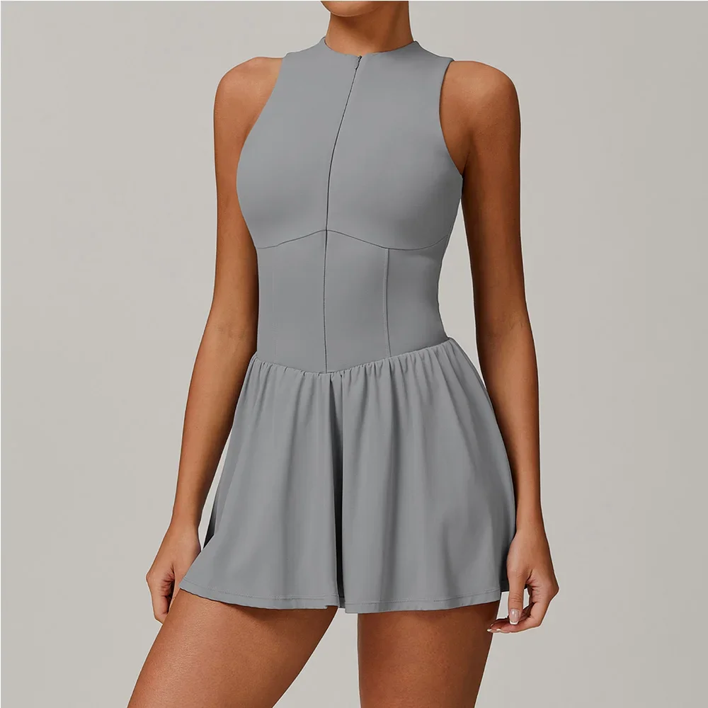 

One-piece Suit Women Boilersuit Sports Jumpsuit Zipper Yoga Rompers Backless Sportswear Women Sleeveles Workout Bodysuits Female