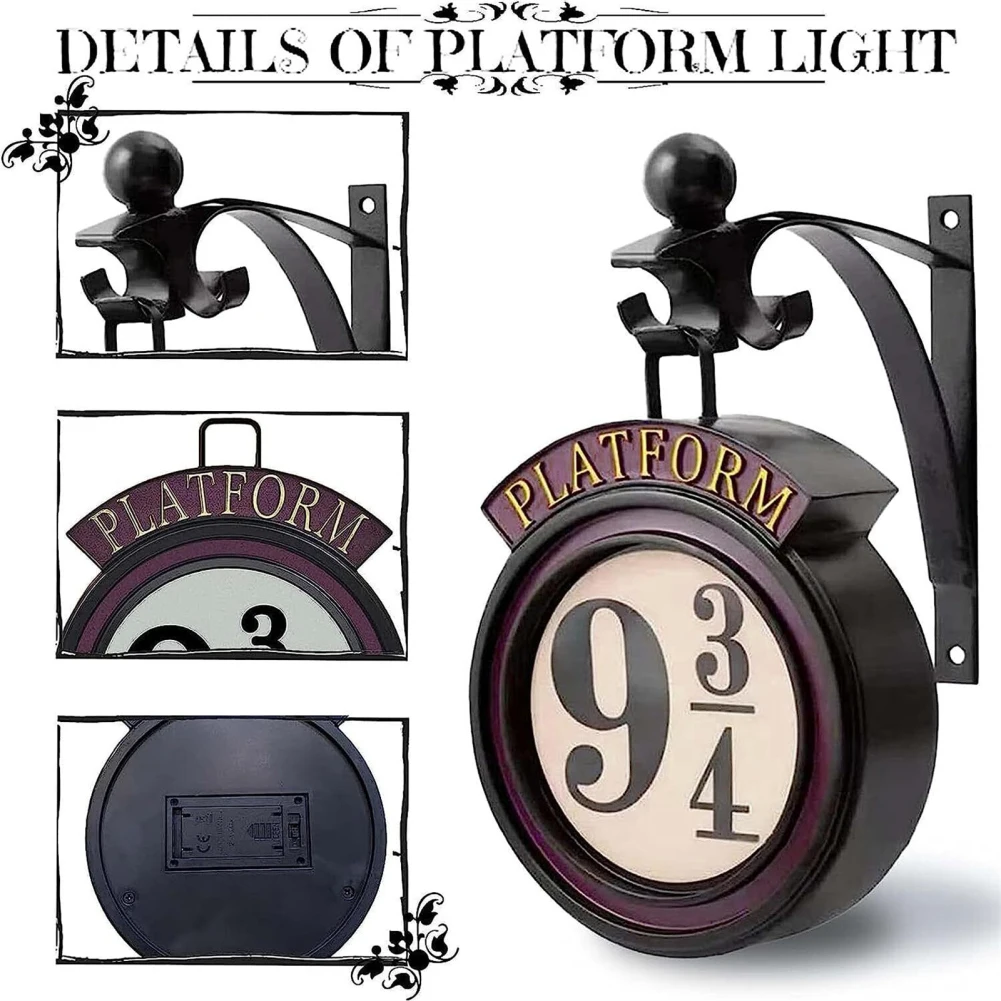 Platform 9 3/4 Sign Night Light Vintage Design Wall Lights Perfect For Gardens Patios Porches Driveways Garages