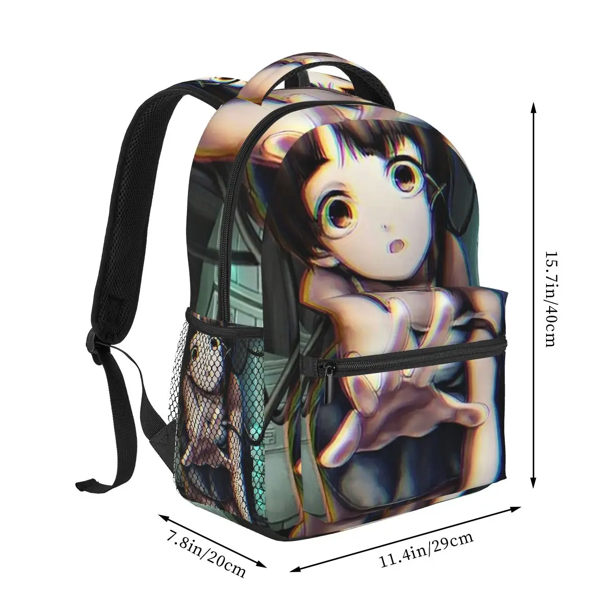 Glitchart Serial Experiments Lain Anime Student Backpack School Bag Hiking Travel Daypack for Men Women Bookbag Shoulder Bags