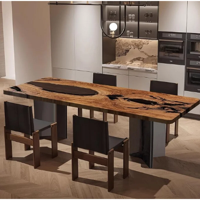 custom.Custom Epoxy Resin and Wood Dining Table Modern Living Room Furniture