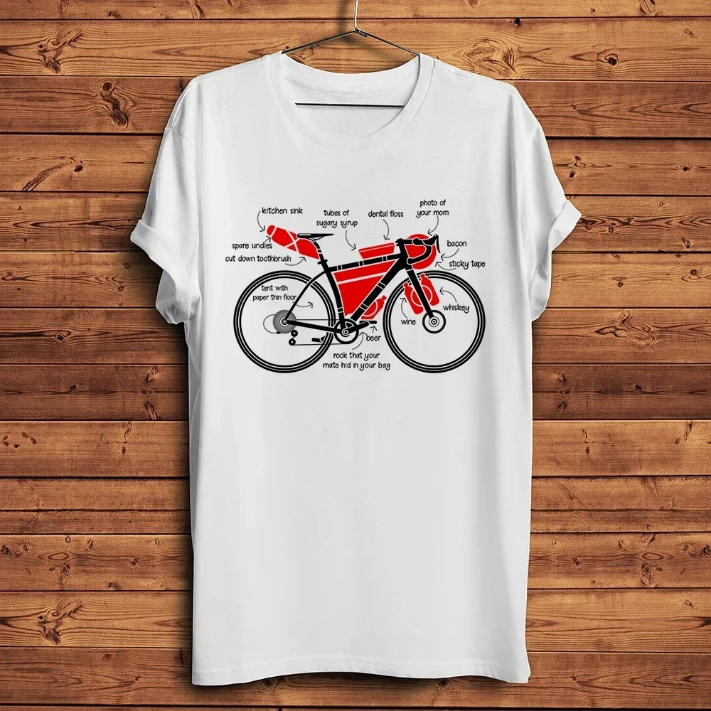 BIKEPACKING Anatomy,Cycling Life Funny Cyclists T Shirt Homme,Men Casual Short Sleeve Tshirt,Unisex Streetwear Tee Breathable