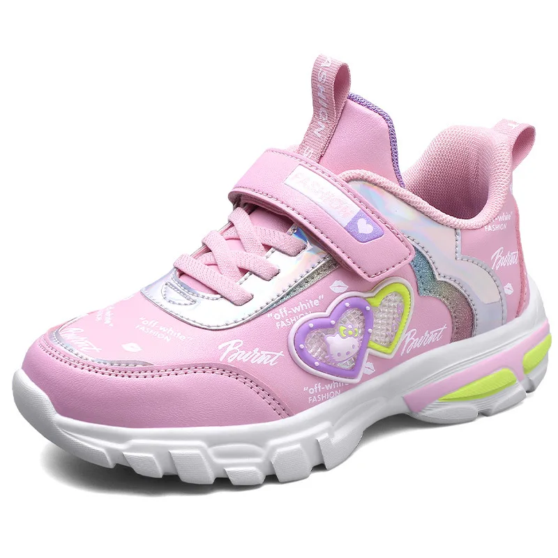 Kids Spring Sneakers Girls School Casual Shoes Outdoor Breathable Running Shoes Light Soft Tenis Pink Non-slip Children Shoes