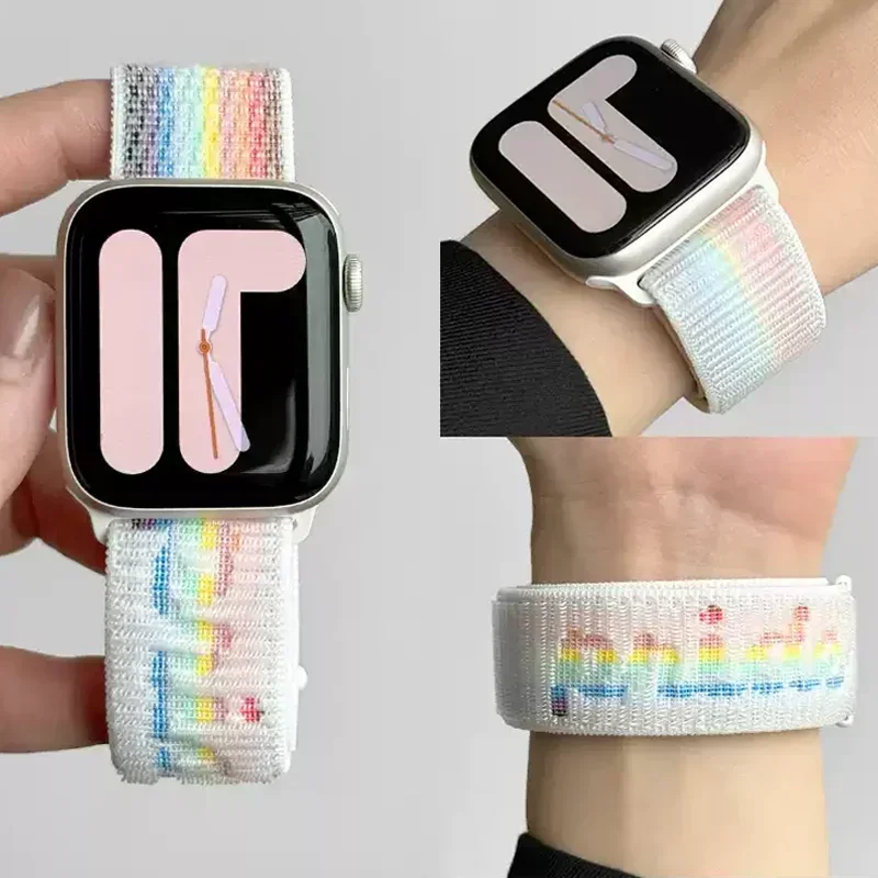 Nylon loop Correa For Apple Watch Band 45mm 44mm 46mm 40mm 49mm 41mm 42mm 38 Bracelet iWatch Series 6 Se 7 8 9 10 ultra 2 straps image 2