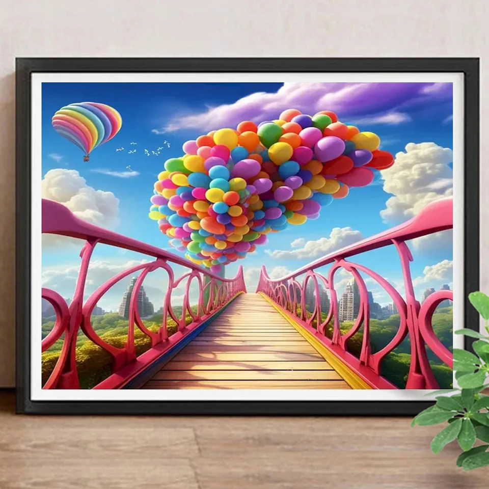 5D Diamond painting Embroidery Balloon Viaduct landscape Diamond painting wall art Full diamond cross stitch home decoration