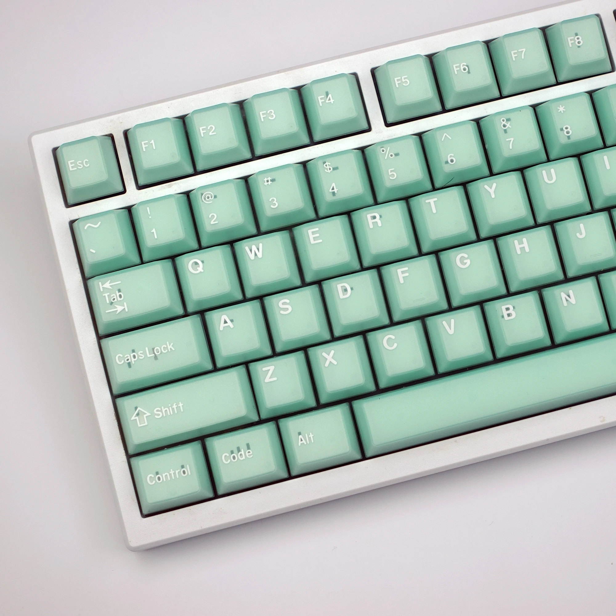 KBDiy 174Keys Cyan Jade Keycaps PBT Double Shot Cherry Profile ISO Keycap Custom for Mechanical Keyboard for MX Swithes 60 75%