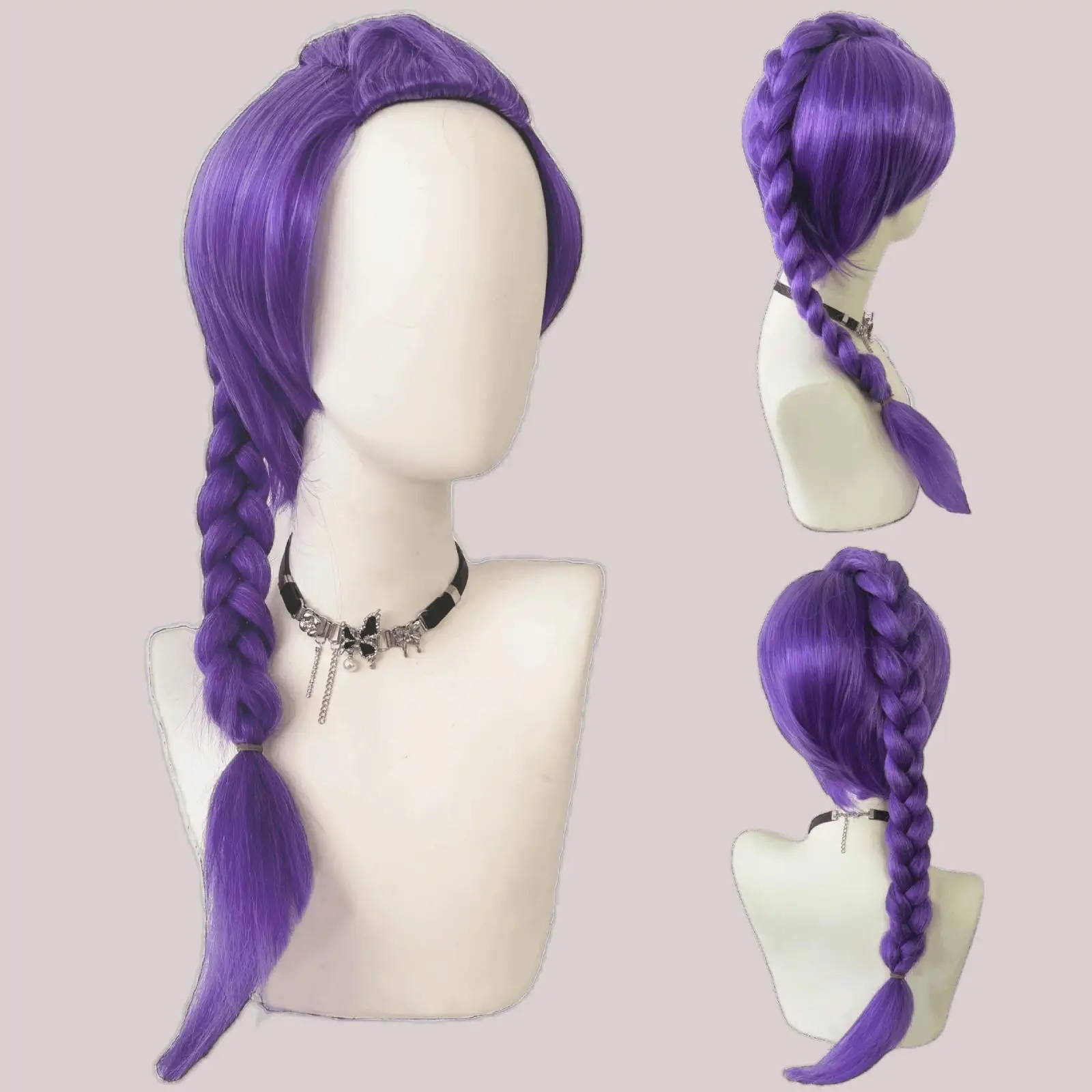 

Long Purple Braided Wig Easy to Wear Realistic Cosplay Hair Wig for Girls Women Cosplay Props Stage Performance Party Supplies