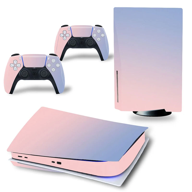 Película adesiva para ps5 disk edition, cor pura adesivo para sony playstation 5 e 2 controles ps5 disk
