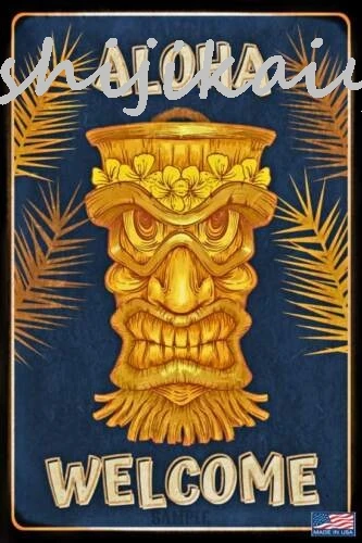 1 pack TIKI BAR DECOR SIGN 8X12 ALL WEATHER METAL ALOHA LUAU BEACH WELCOME POOL HOT TUB