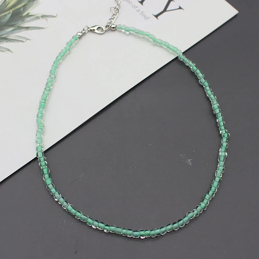 2022  Fashion Woman Boho  Choker Simple 4mm  Colorful Short Chain Beads Collar Handmade Female Collier Jewelry Gift Party