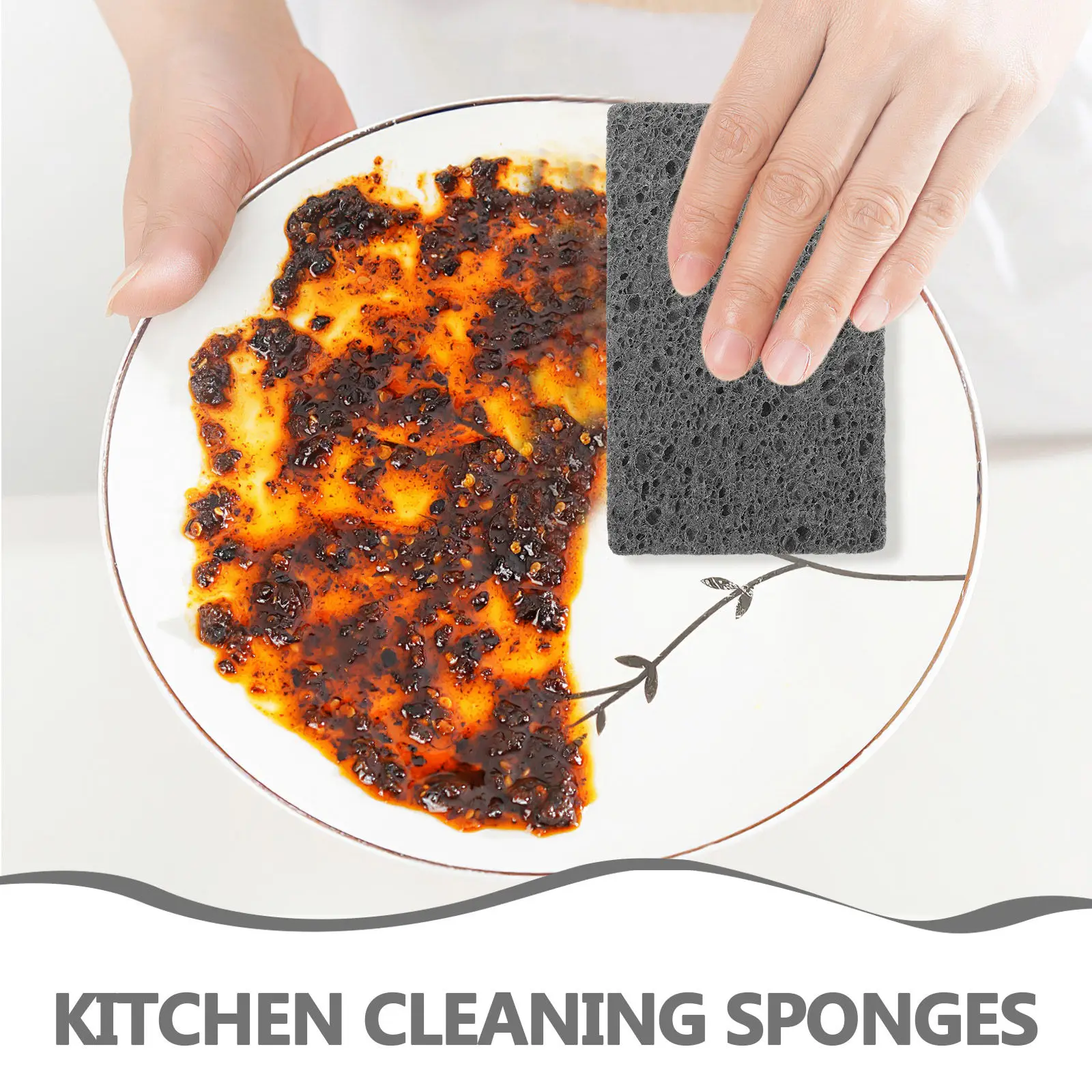 20Pcs Wood Pulp Dish Sponge Cellulose Sponge Non Scratch Scrubber Kitchen Cleaning Pads Reusable Kitchen Scrub Sponges