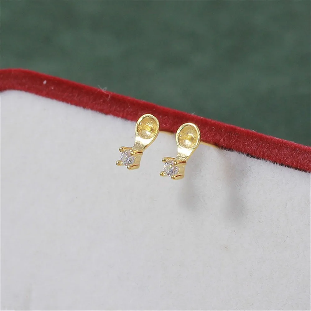 S925 Sterling Silver Pearl Earring Settings DIY Jewelry Making Supplies Blank Earring Posts for Handcrafted Accessories No Pearl