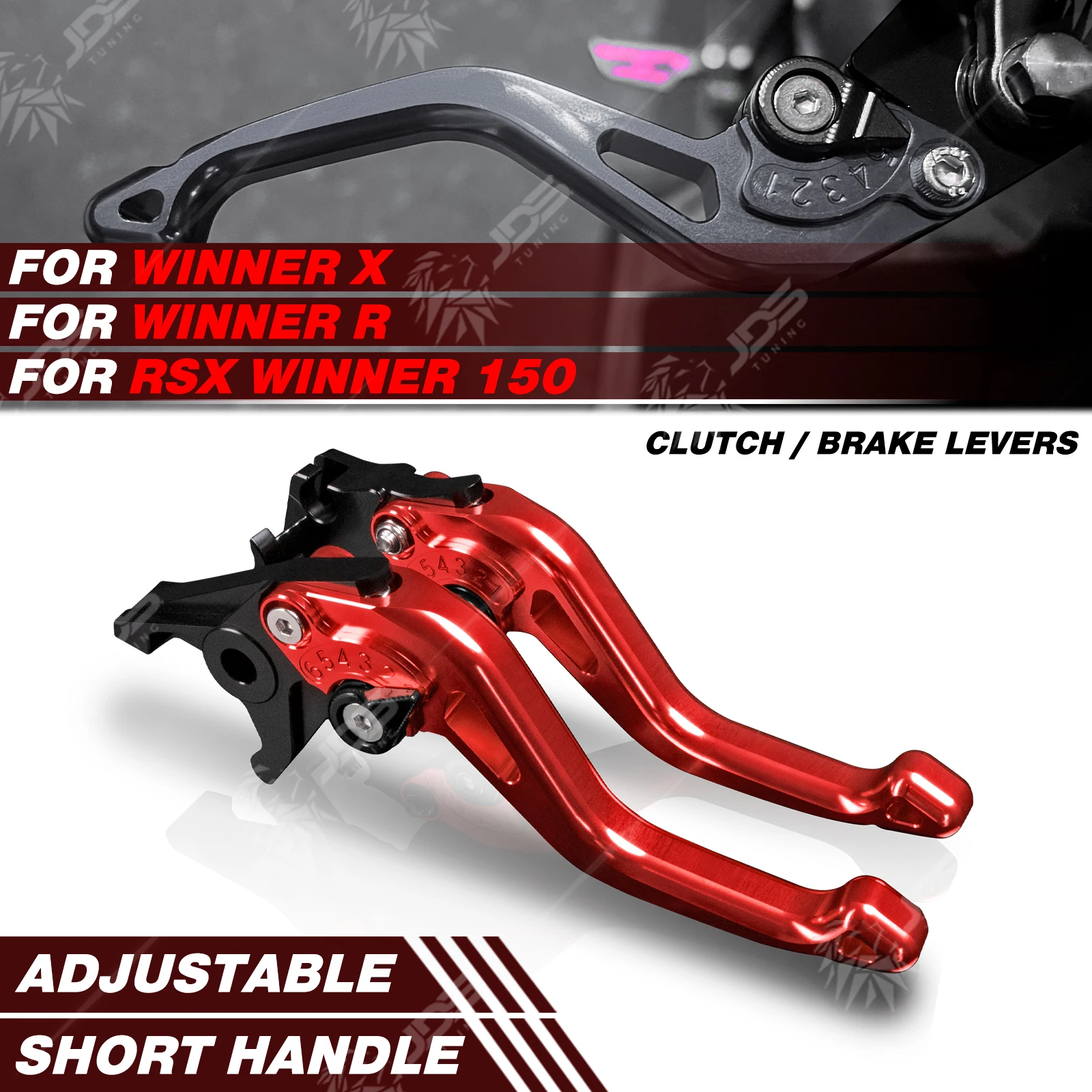 For Honda WINNER X/WINNER R/RSX WINNER 150 Racing Short Brake Lever Adjustable Handle Levers Three-Fingers Accessories Parts