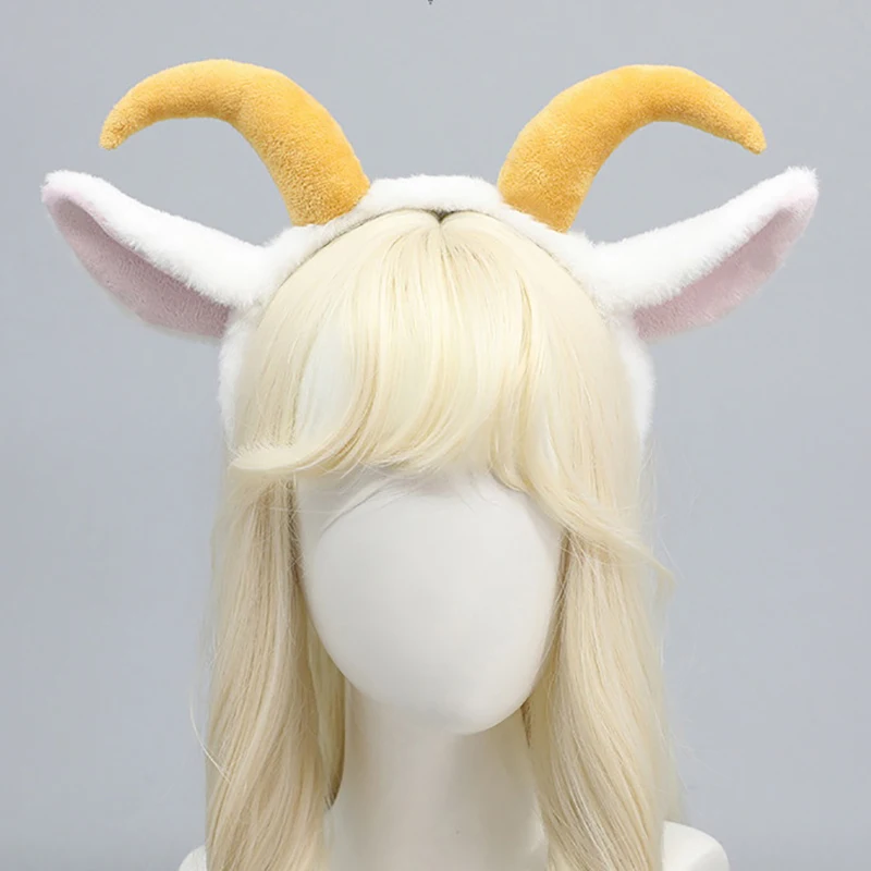 Nuevo Accesorio de Disfraz de Animal de 1 Pieza, Lindas Diademas de Cabeza de Cordero de Peluche con Cuernos Largos, Orejas de Cabra Negras, Accesorios para el Cabello