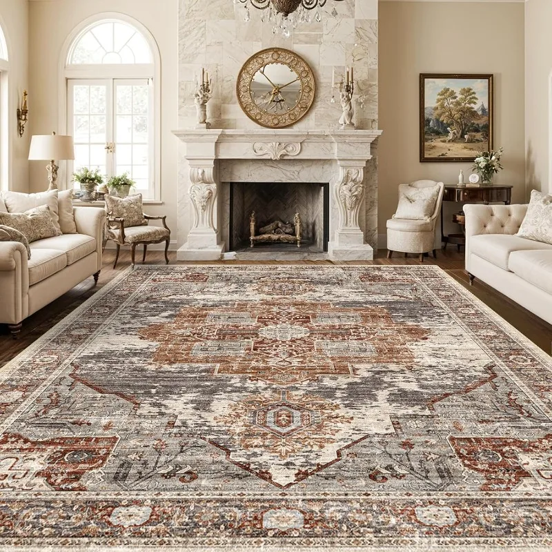 

Washable 10x14 Area Rugs - Large Rugs for Living Room Stain Resistant Carpet Vintage Rugs for Bedroom with Non Slip Backi