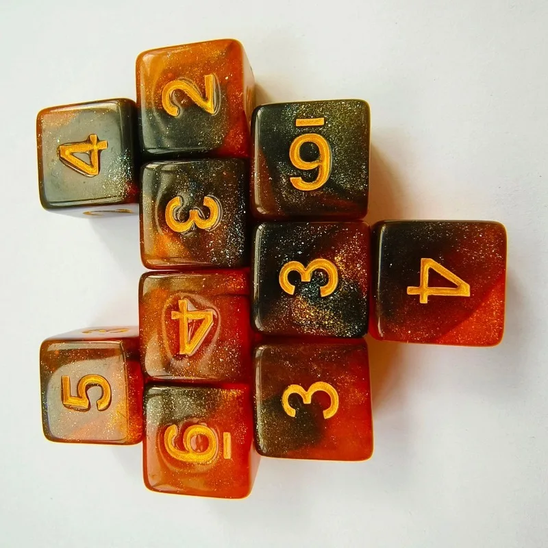 

10pcs 16mm Dual Color Starry Sky Dice Set for DND COC RPG Board Games Acrylic Cthulhu Digital Polyhedral Entertainment Dice