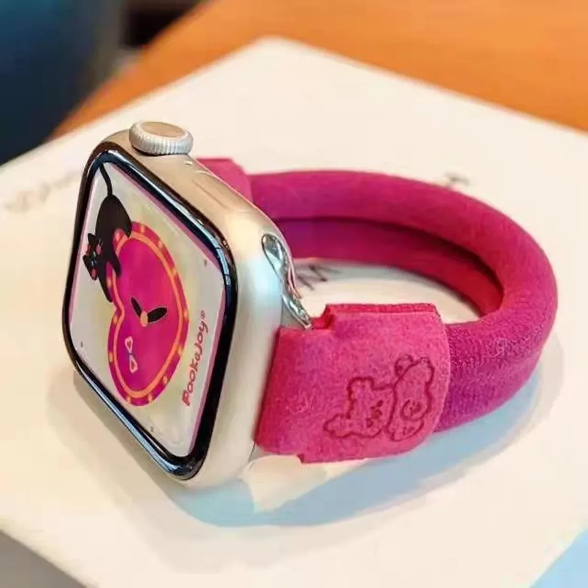 Cute Dog Elastic Scrunchie Strap for Apple Watch S10 42/46mm 9 8 7 6 Fabric Loop for iWatch 49Ultra 5 4 3 2 38/42 40/44/41/45mm