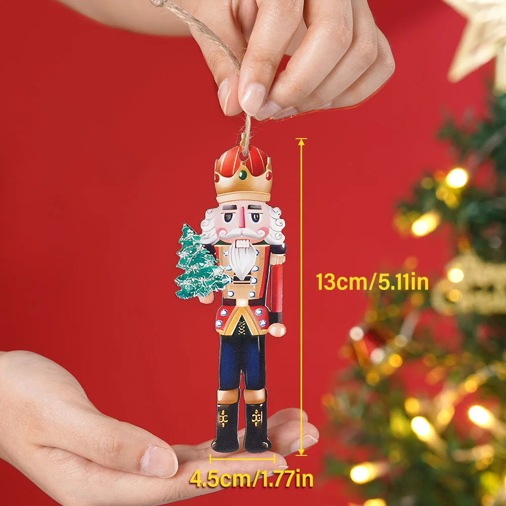 12/24/36Pcs Weihnachten Holz Anhänger Nussknacker Soldat Hängen Ornament Holz Geschenk Für Weihnachten Baum Neue Jahr party Dekoration – Detail 7