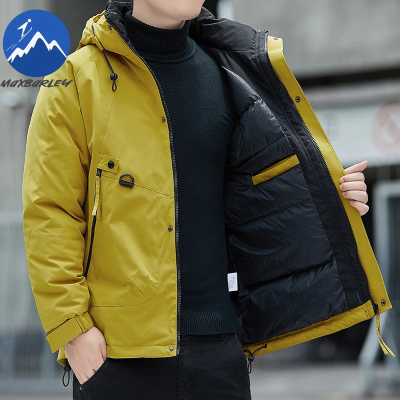 COMXZ 2025 Winter Jacket Men Fashion Casual Thick Thermal Windproof Cotton Padded Jacket Outdoor Hiking Snow Warm Hooded Parka