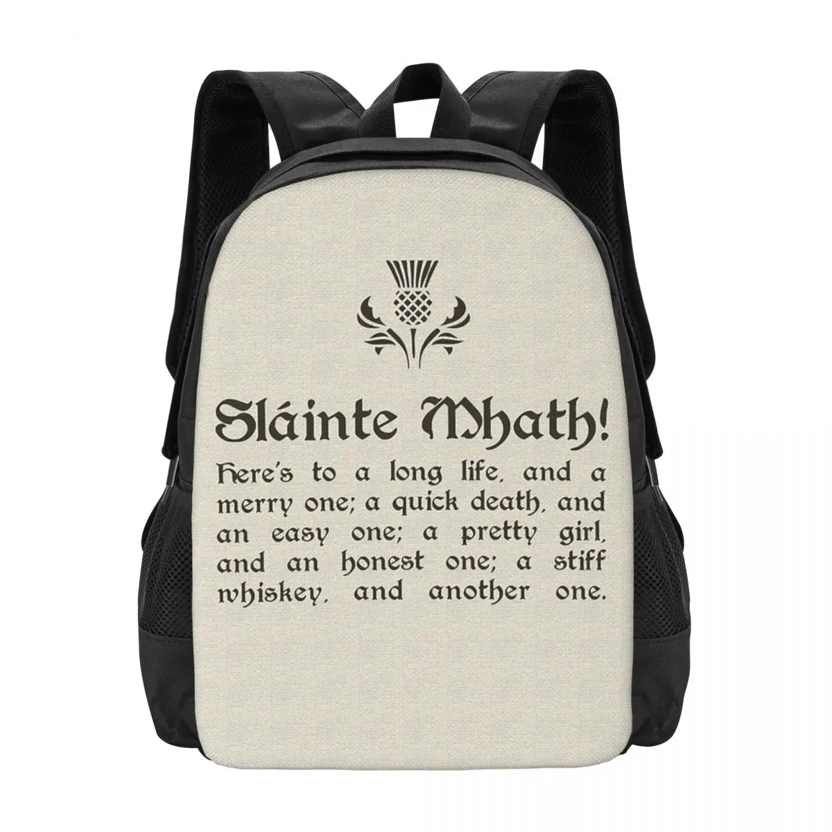 Slainte Mhath - Scottish Toast - With Thistl Backpack Hot Sale Daypack BookBag School Bag Shoulder Bags for Men Women
