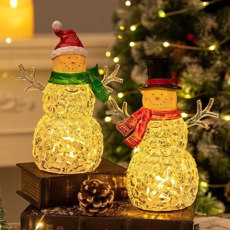 

Crystal Acrylic Snowman Night Light Glowing Christmas Snowman Desktop Ornament Luminous Xmas Snowman Gifts Christmas Decoration