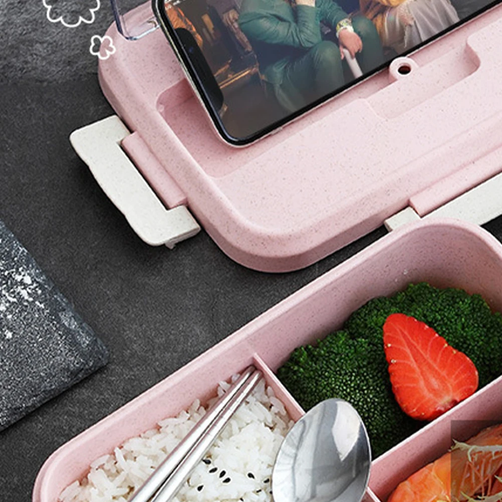 

Eco-Friendly Wheat Straw Food Container 1100Ml Reusable Lunch Box 3 Partitions Leakproof Microwave Safe Thermal Storage Box For
