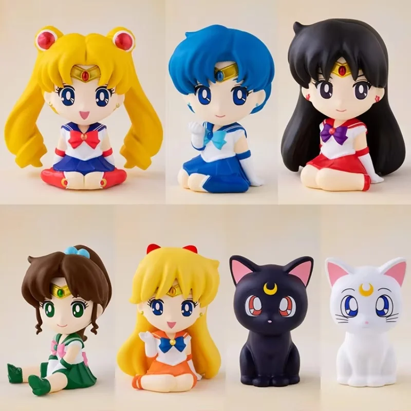 Echte Bandai 8,5 cm Sailor Moon Blind Box Pvc-model Handgemaakte Boxed Egg Desktop Ornament Collectie Versie Verjaardag Speelgoed Cadeau