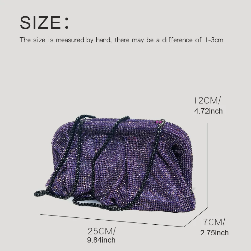 Shiny Evening Bags For Women Luxury Designer Clutch Bag 2023 New In Imitation Diamond Small Chain Crossbody Bohemian Style