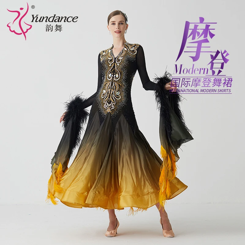 B-21205 Custom Made High Quality Imported Competition Ballroom Dance Wear Women Adult Ballroom Dance Dress for Sale