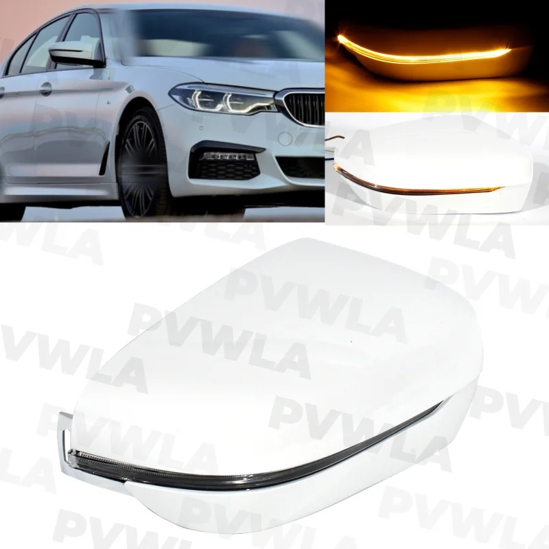 For BMW G30 G31 G32 G11 G12 1 Pc Right Side White Painted Rear Mirror Cover With Turn Signal 51167422720