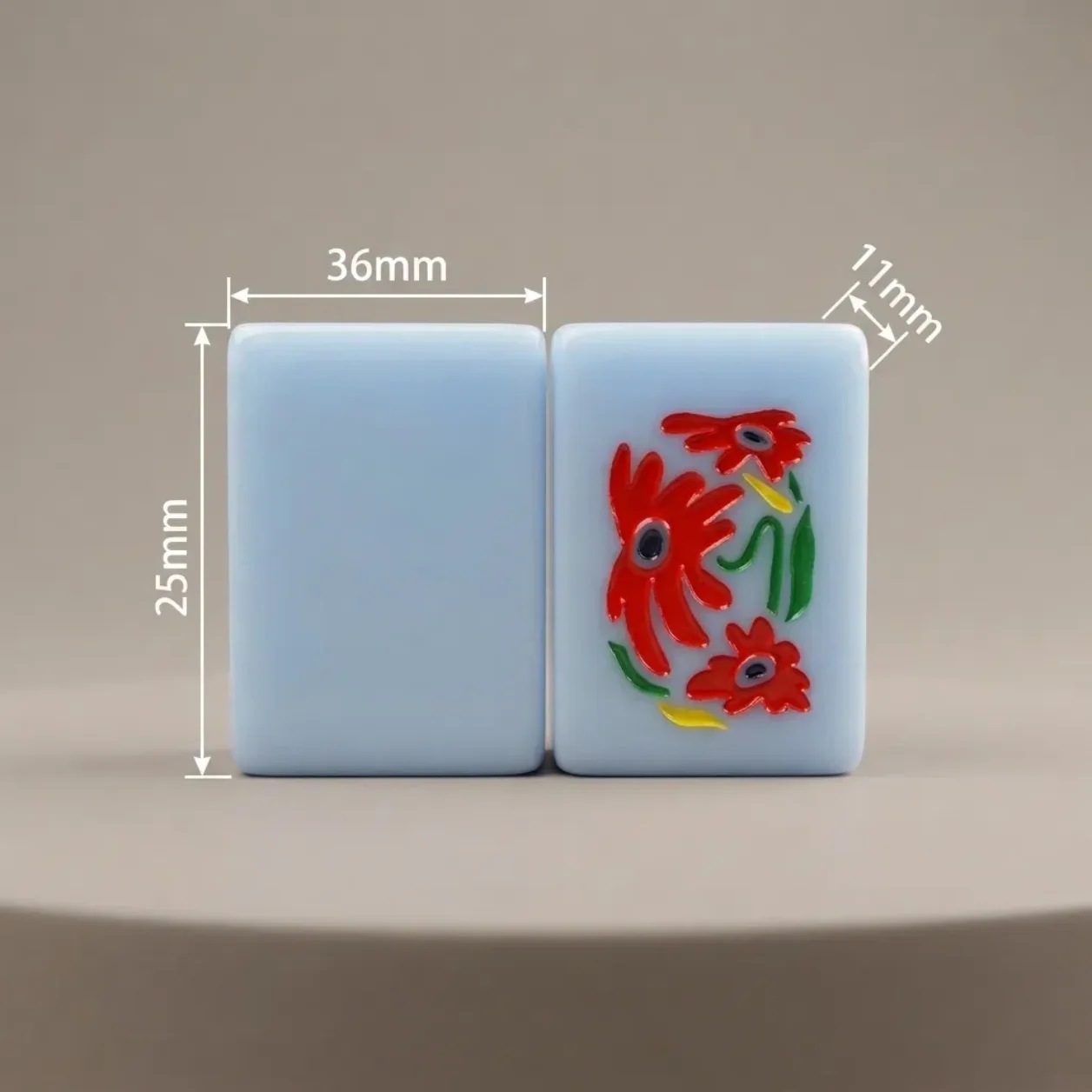 36mm Light Blue Acrylic American Mahjong Set 160Pcs Hand-painted Colorful Floral Carving Tiles Waterproof Wear-resistant