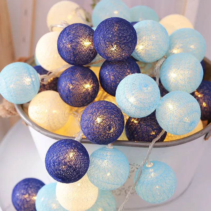 10/20LED Cotton Ball Garlands Fairy Lights String Christmas Decor Outdoor Navidad Garden Lights Street Garlands New Year Gifts