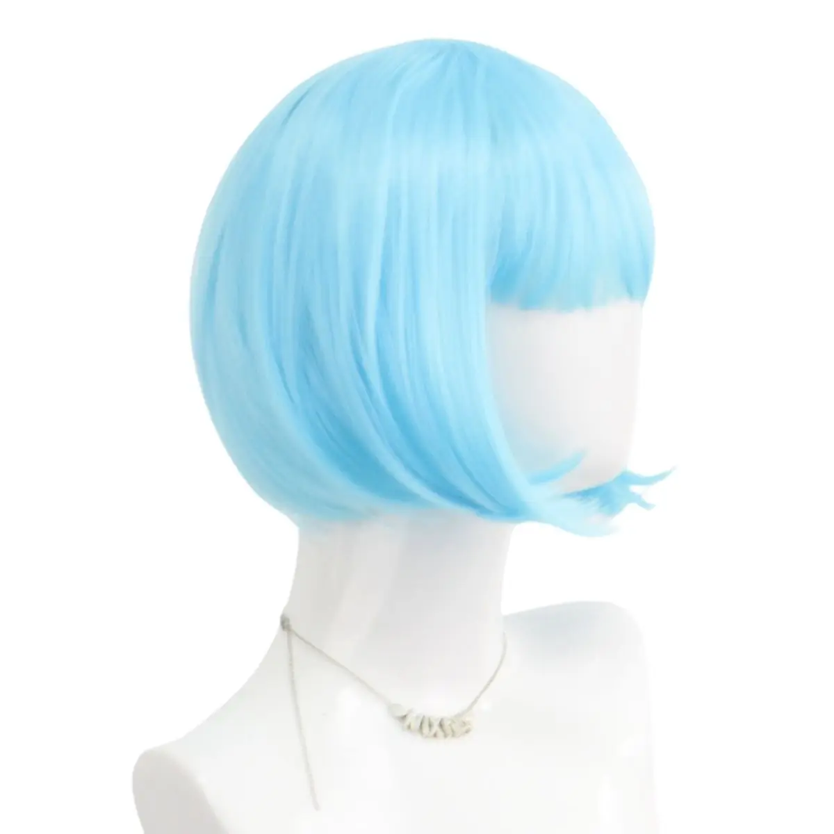 Nowe niebieskie krótkie proste syntetyczne peruki Bob z grzywką Włókno wysokotemperaturowe dla kobiet Anime Reality Show Kostiumy Prezenty na imprezę