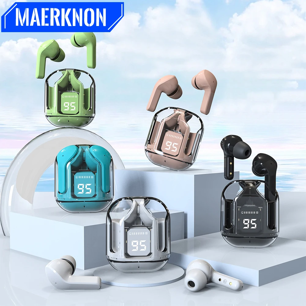 Air31 TWS Display digitale trasparente Auricolare Bluetooth 5.3 Sport Gaming Cuffie con cancellazione del rumore per cuffie Android e iPhone
