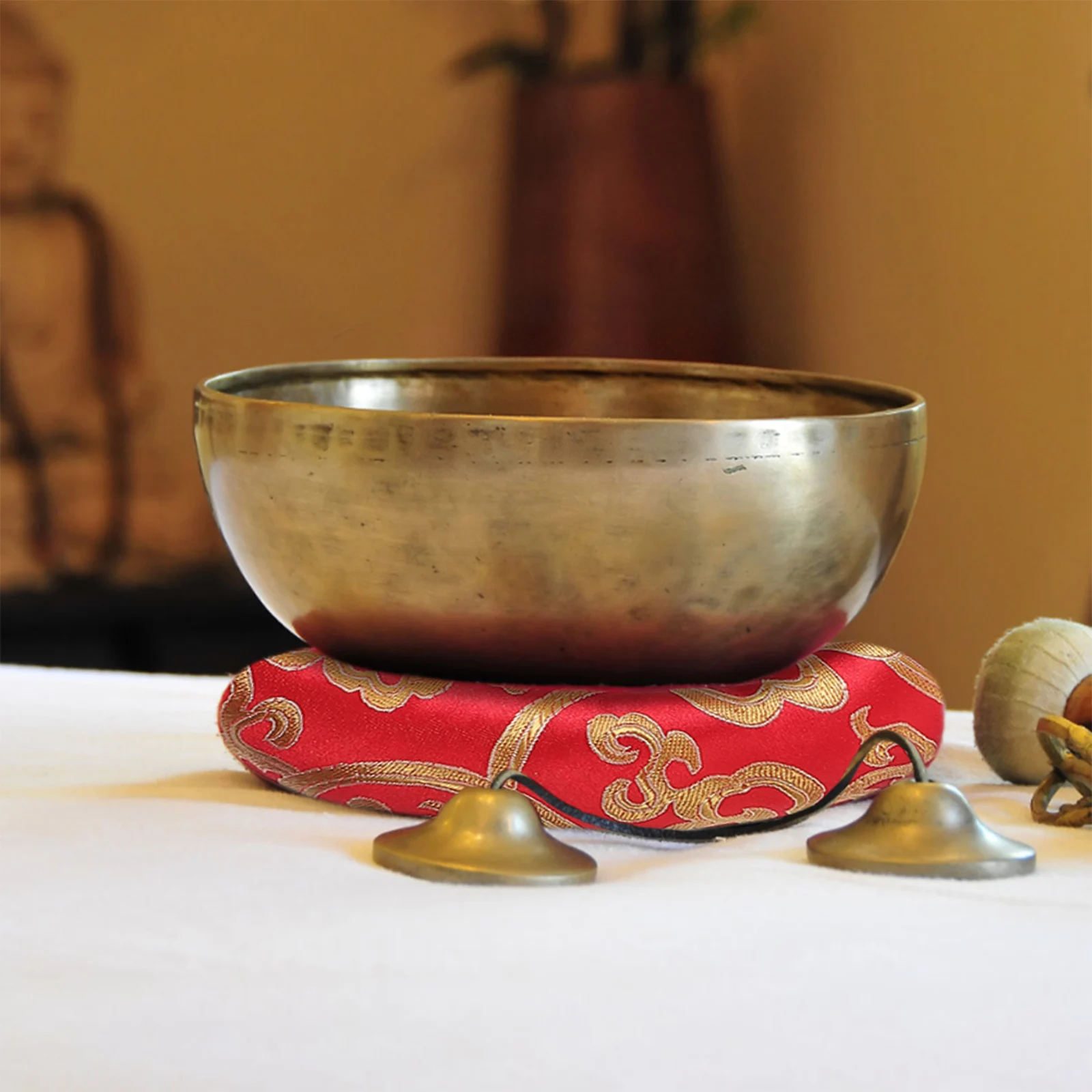 

4pcs Singing Bowl Cushion Ring Meditation Pillow Cotton Pad for Tibetan Bowl Base Embroidery Design Relax Aroma